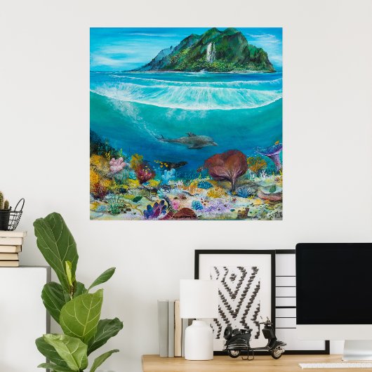 Dolphin afdrukken op poster (Thuiskantoor)