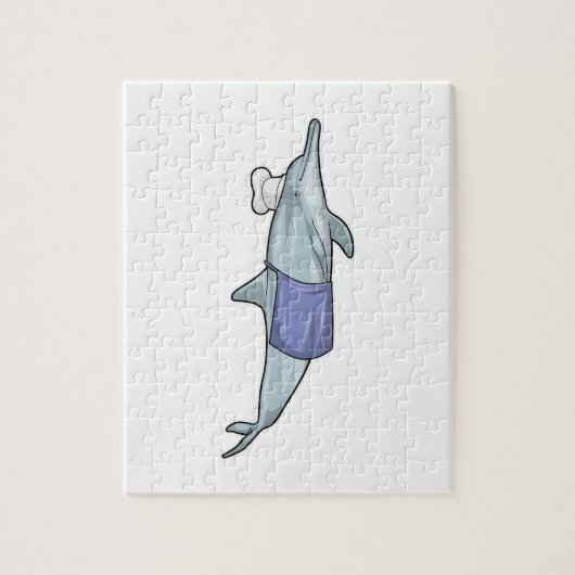 Dolphin als Cook met Chef-pet Legpuzzel (Verticaal)