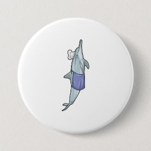 Dolphin als Cook met Chef-pet Ronde Button 7,6 Cm