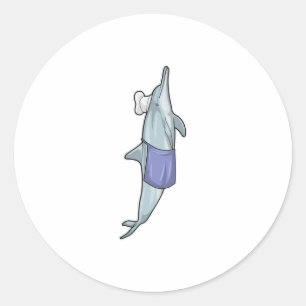 Dolphin als Cook met Chef-pet Ronde Sticker