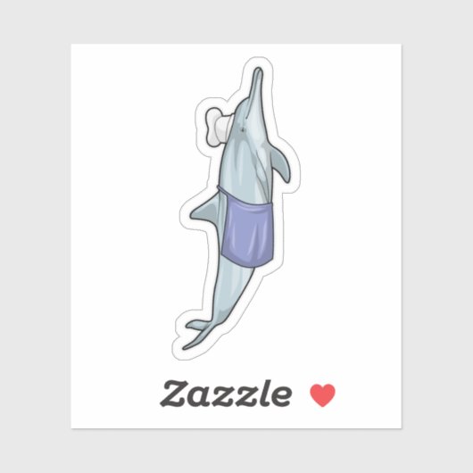 Dolphin als Cook met Chef-pet Sticker (Vel)