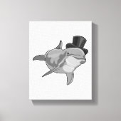Dolphin als Gentleman met bovenste hoed Canvas Afdruk (Voorkant)