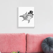 Dolphin als Gentleman met bovenste hoed Canvas Afdruk (Insitu (Woonkamer))