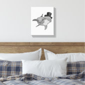 Dolphin als Gentleman met bovenste hoed Canvas Afdruk (Insitu (Slaapkamer))