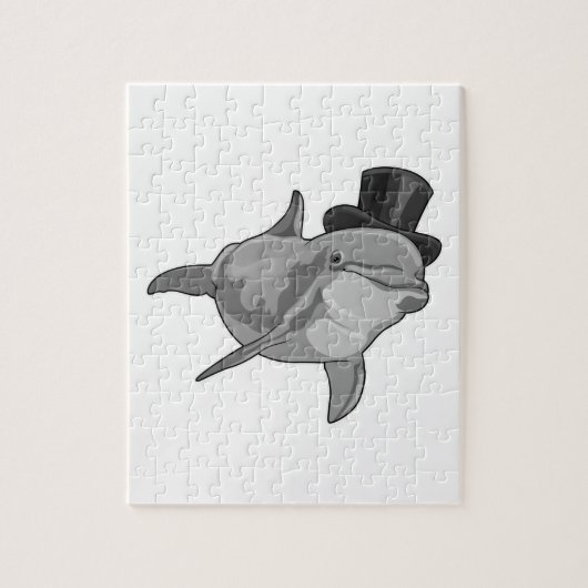 Dolphin als Gentleman met bovenste hoed Legpuzzel (Verticaal)