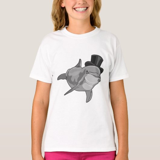 Dolphin als Gentleman met bovenste hoed T-shirt (Voorkant)