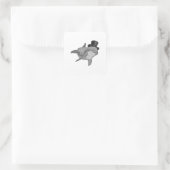 Dolphin als Gentleman met bovenste hoed Vierkante Sticker (Tas)