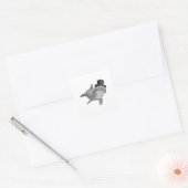 Dolphin als Gentleman met bovenste hoed Vierkante Sticker (Envelop)