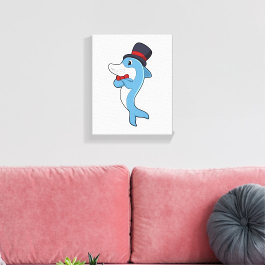 Dolphin als Gentleman met Pet Canvas Afdruk (Insitu (Woonkamer))