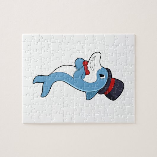 Dolphin als Gentleman met Pet Legpuzzel (Horizontaal)