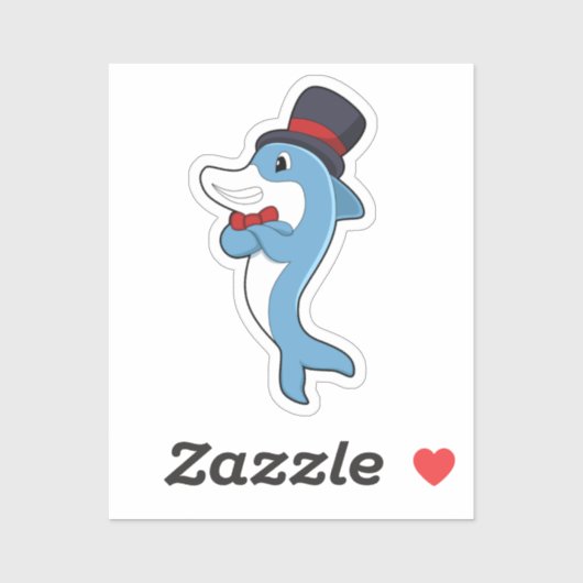 Dolphin als Gentleman met Pet Sticker (Vel)