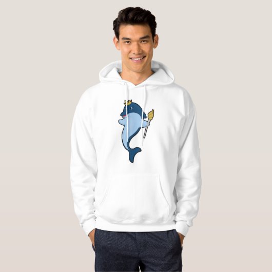 Dolphin als koning met staf en kroon hoodie (Voorkant volledig)