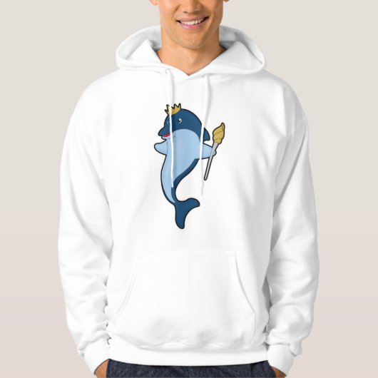 Dolphin als koning met staf en kroon hoodie (Voorkant)