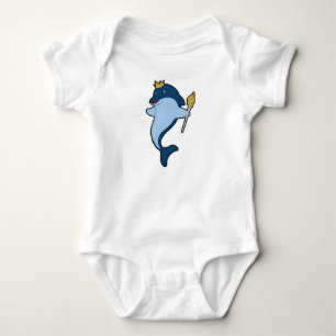 Dolphin als koning met staf en kroon romper