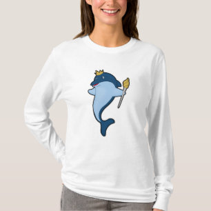 Dolphin als koning met staf en kroon t-shirt