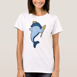 Dolphin als koning met staf en kroon t-shirt