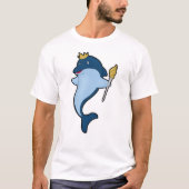 Dolphin als koning met staf en kroon t-shirt (Voorkant)