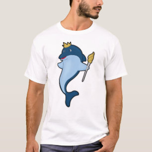 Dolphin als koning met staf en kroon t-shirt