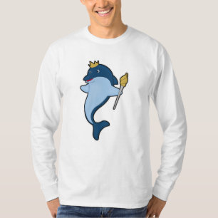 Dolphin als koning met staf en kroon t-shirt