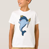Dolphin als koning met staf en kroon t-shirt (Voorkant)