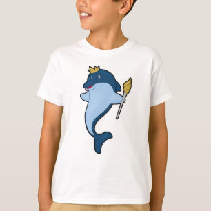 Dolphin als koning met staf en kroon t-shirt