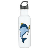 Dolphin als koning met staf en kroon waterfles  (Voorkant)