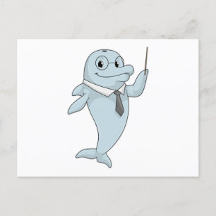 Dolphin als leraar met pointer briefkaart