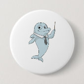 Dolphin als leraar met pointer ronde button 7,6 cm (Voorkant)