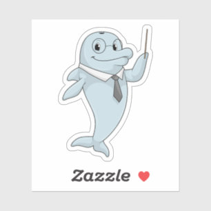 Dolphin als leraar met pointer sticker