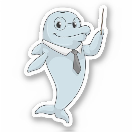Dolphin als leraar met pointer sticker (Voorkant)