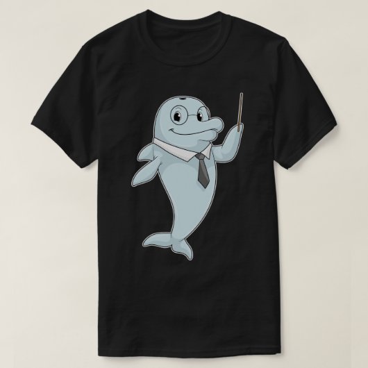 Dolphin als leraar met pointer t-shirt (Design voorkant)