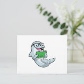 Dolphin als Nerd met bril en boek Briefkaart (Staand voorkant)