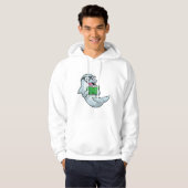 Dolphin als Nerd met bril en boek Hoodie (Voorkant volledig)