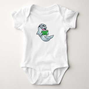Dolphin als Nerd met bril en boek Romper
