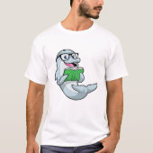 Dolphin als Nerd met bril en boek T-shirt (Voorkant)
