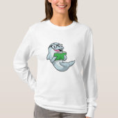 Dolphin als Nerd met bril en boek T-shirt (Voorkant)