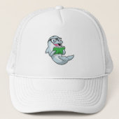 Dolphin als Nerd met bril en boek Trucker Pet (Voorkant)