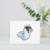 Dolphin als politieman met pet van politie briefkaart (Staand voorkant)