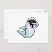 Dolphin als politieman met pet van politie briefkaart (Voorkant / Achterkant)
