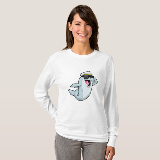 Dolphin als politieman met pet van politie t-shirt (Voorkant volledig)