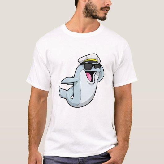 Dolphin als politieman met pet van politie t-shirt (Voorkant)