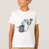 Dolphin als schoonmaakmiddel met vuilniszak t-shirt (Voorkant)