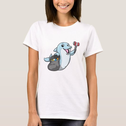 Dolphin als schoonmaakmiddel met vuilniszak t-shirt (Voorkant)