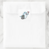 Dolphin als schoonmaakmiddel met vuilniszak vierkante sticker (Tas)