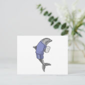 Dolphin als secretaris met Stack of paper Briefkaart (Staand voorkant)