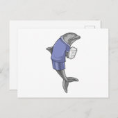 Dolphin als secretaris met Stack of paper Briefkaart (Voorkant / Achterkant)