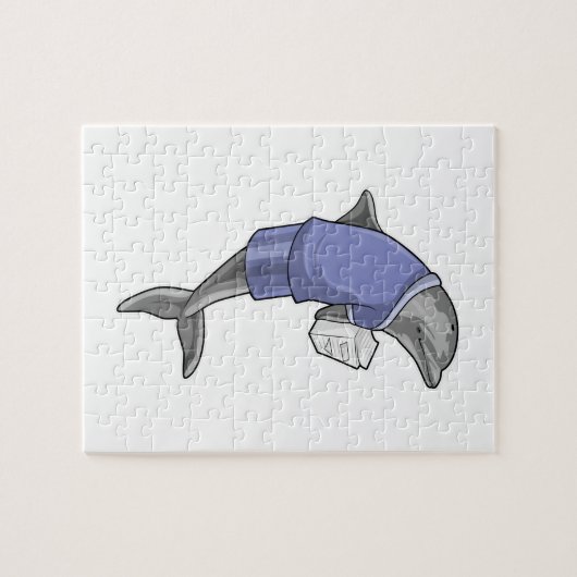 Dolphin als secretaris met Stack of paper Legpuzzel (Horizontaal)