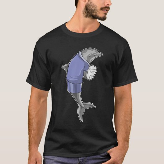 Dolphin als secretaris met Stack of paper T-shirt (Voorkant)