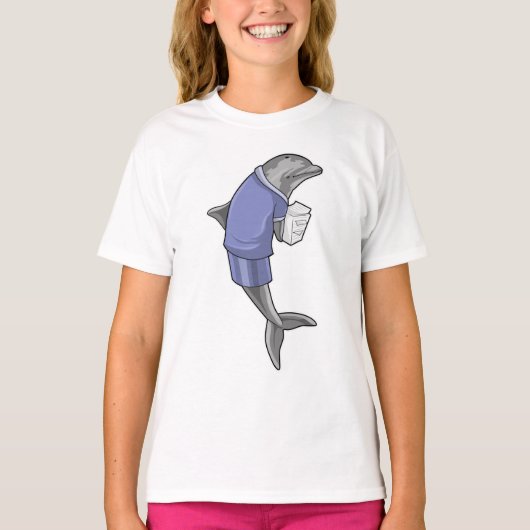 Dolphin als secretaris met Stack of paper T-shirt (Voorkant)