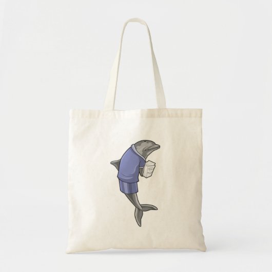 Dolphin als secretaris met Stack of paper Tote Bag (Voorkant)